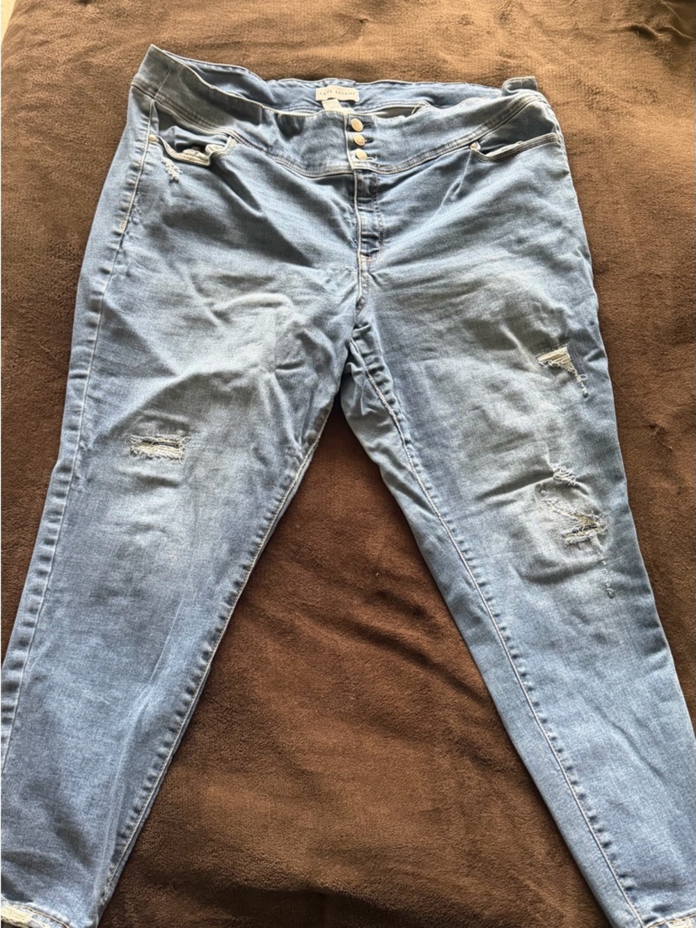 Lane Bryant Light Blue Skinny Jeans with Distressed Detail